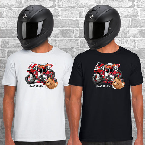 Road Devils Racer Bear Unisex Cotton Tshirt