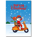 Santa on Scooter Motorcycle Christmas Card