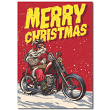 Merry Christmas Santa on Chopper Motorcycle Christmas Card